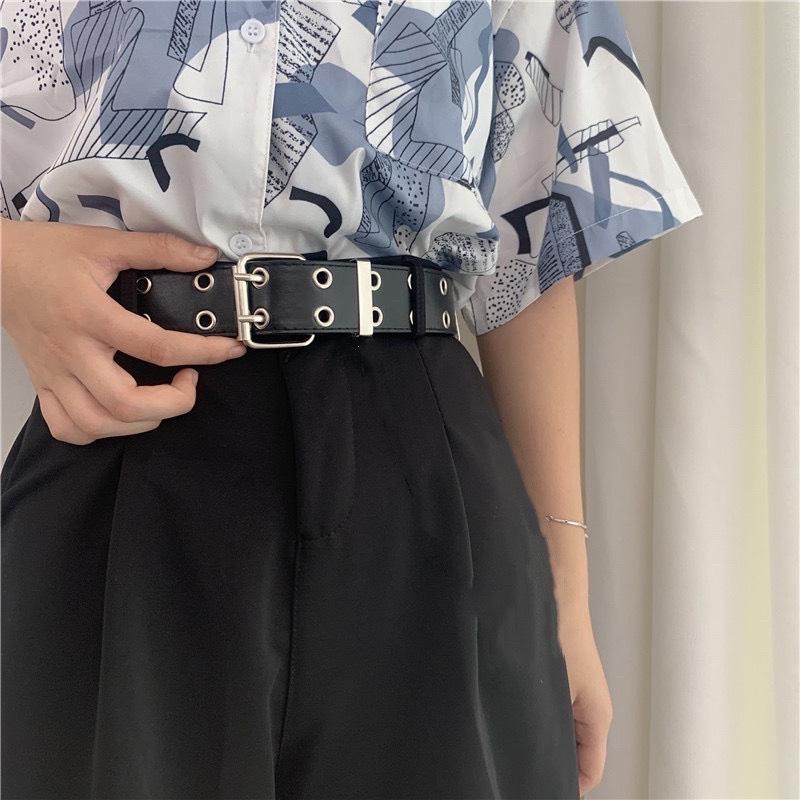 Thắt Lưng Da Nam Nữ Dây Nịt Chain Xích - Thắt Lưng Unisex 2 Hàng Khoen Chain Xích Dây Xích Treo Quần - Maxshopdoc