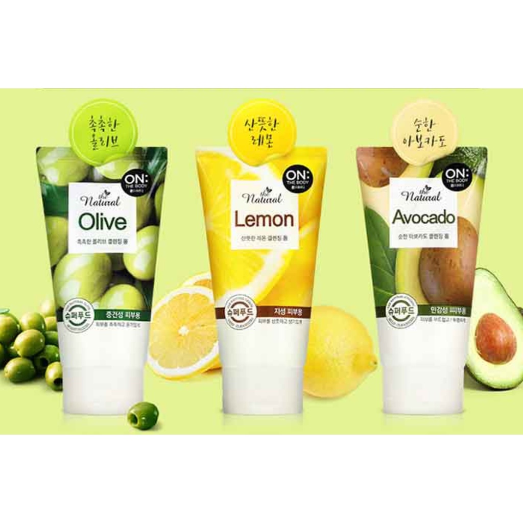 Sữa rửa mặt tạo bọt LG ON THE BODY The Natural chiết xuất chanh/ bơ/ ô liu tự nhiên