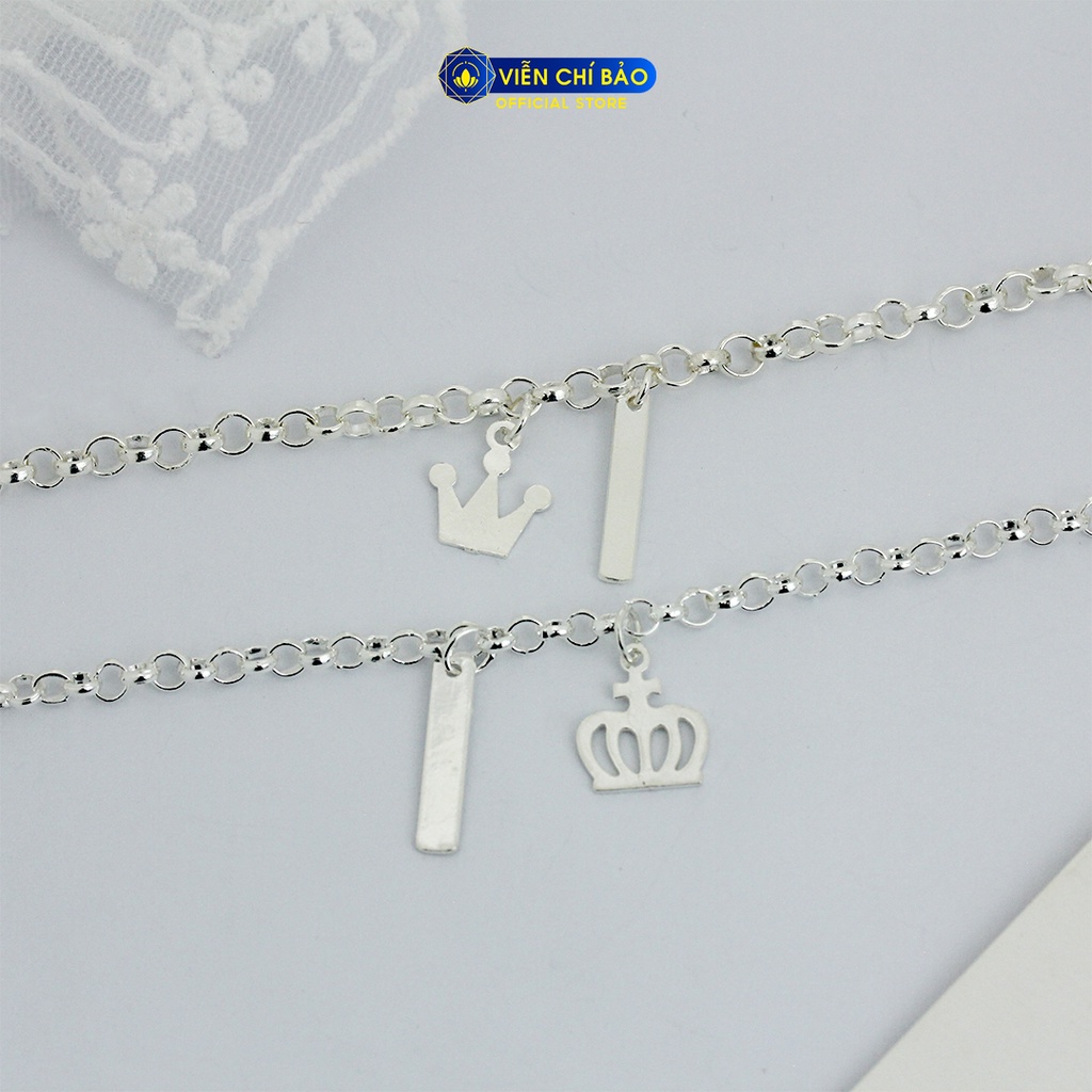 Lắc tay bạc đôi vương miện nam nữ ( khắc tên ) chất liệu bạc 925 thời trang phụ kiện trang sức Viễn Chí Bảo L400362