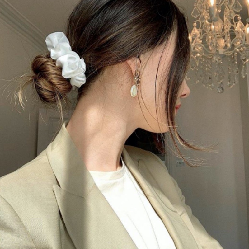 Buộc Tóc Scrunchies  Cột Tóc Scrunchies Phi Bóng Mềm Mại Nhiều Màu N01