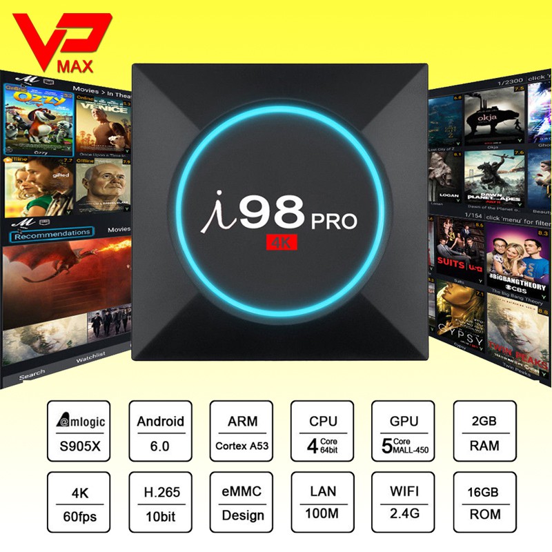 Tivi Box Android Mini X96Q i98 Pro Vinabox X6 Ram 2Gb xem truyền hình miễn phí siêu nét - VPMAX