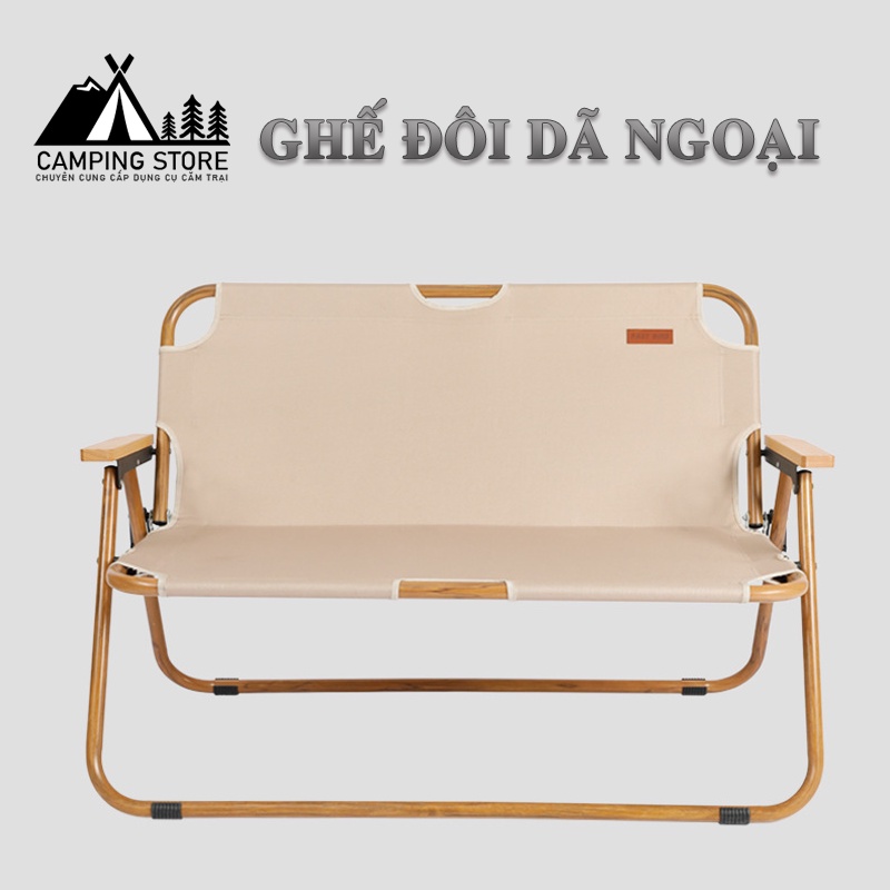 GHẾ ĐÔI DÃ NGOẠI GẤP GỌN VÂN GỖ HỢP KIM NHÔM- GHẾ ĐÔI DU LỊCH VÂN GỖ TẢI TRỌNG 180KG - GHẾ DÀI CẮM TRẠI