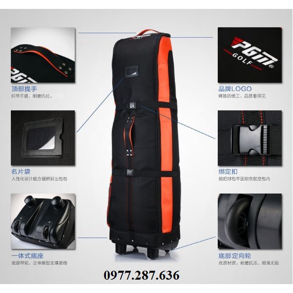 Cover máy bay bảo vệ túi gậy golf túi hàng không PGM chính hãng có bánh xe tiện lợi CM006