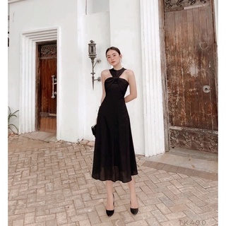 Đầm dự tiệc maxi cổ yếm