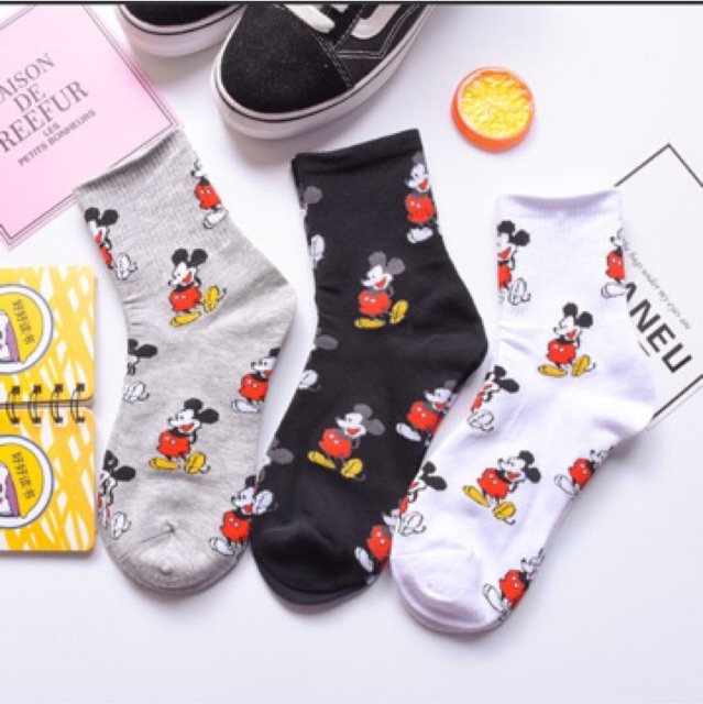 [ MICKEY MOUSE ] Tất Cao Cổ Hàn Quốc - Dễ Mix Đồ - Hoạ Tiết Chuột Mickey Độc Đáo - Tất Unisex Dùng Cho Cả Nam Và Nữ Cute