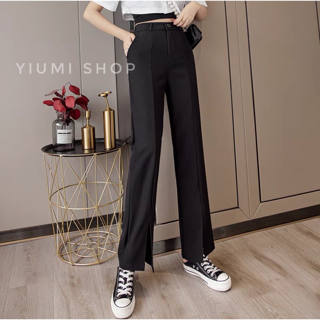 [HOT] Quần Ống Suông Xẻ Gấu Cạp Cao Hack Dáng | BigBuy360 - bigbuy360.vn