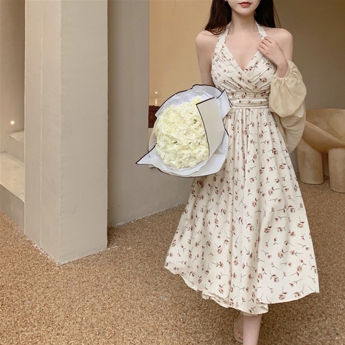 【Hana and Alice】Đầm Voan Dài Qua Gối Không Tay Gợi Cảm Cho Nữ