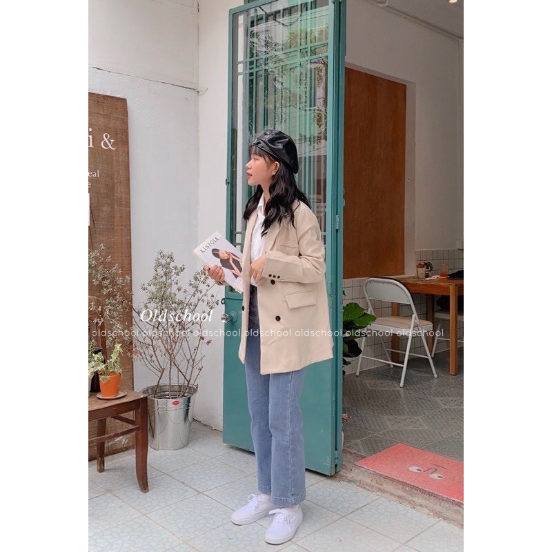 [Ảnh thật] Áo khoác blazer form rộng 2 lớp phong cách Âu Mỹ
