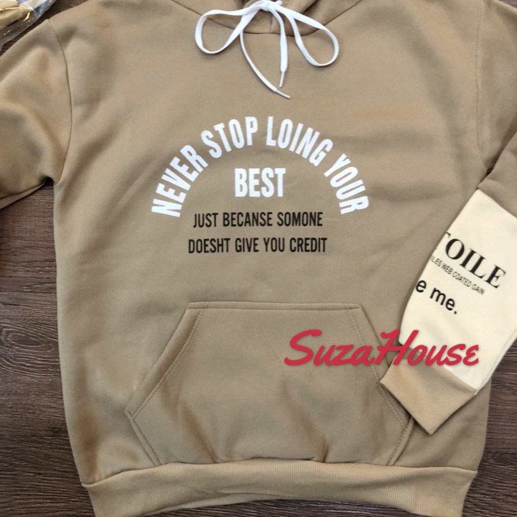 Áo Hoodie Nỉ Bông SuzaHouse 5 màu phối tay phong cách Hàn Quốc form dưới 55kg | BigBuy360 - bigbuy360.vn