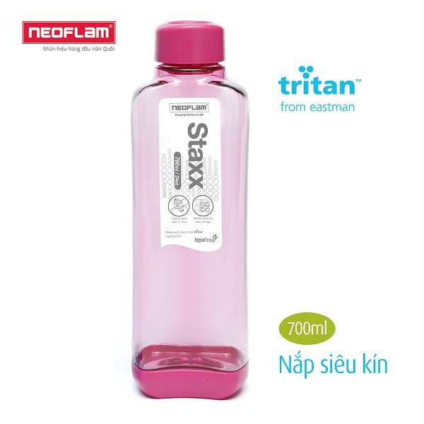 [Hàng chính hãng - Mua 5 tặng 1] Combo 5 Chai đựng nước bằng nhựa Tritan- Staxx M - 700ml, Neoflam Hàn Quốc