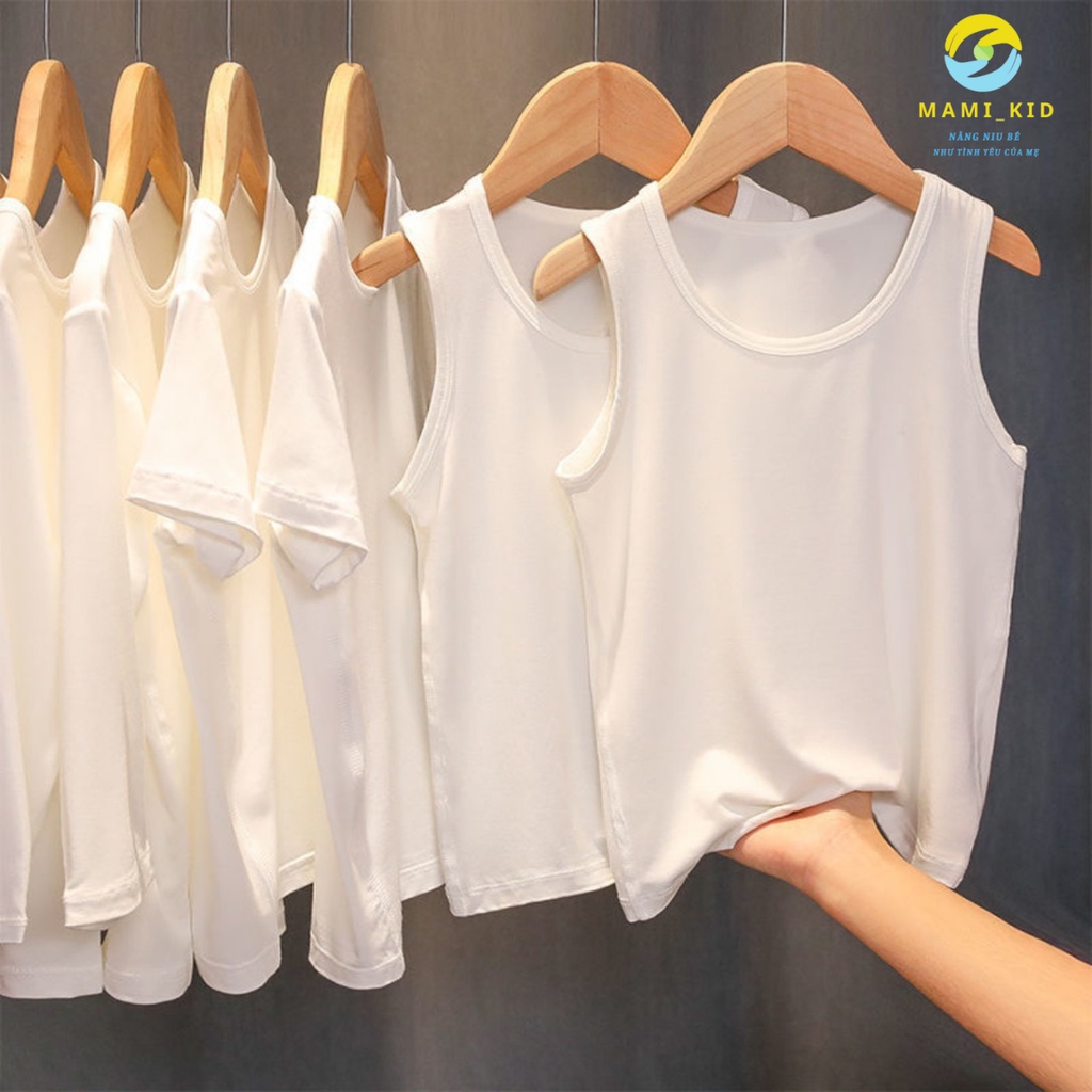 Áo Ba Lỗ Cho Bé Mầu Trắng, Áo Sát Nách Cho Bé MỀM, chất cotton xược mát, thấm mồ hôi, phối gì cũng đẹp.