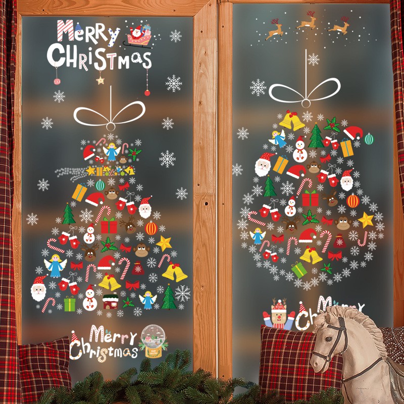 Sticker Dán Tường / Kính Cửa Sổ Trang Trí Giáng Sinh Hình Bông Tuyết