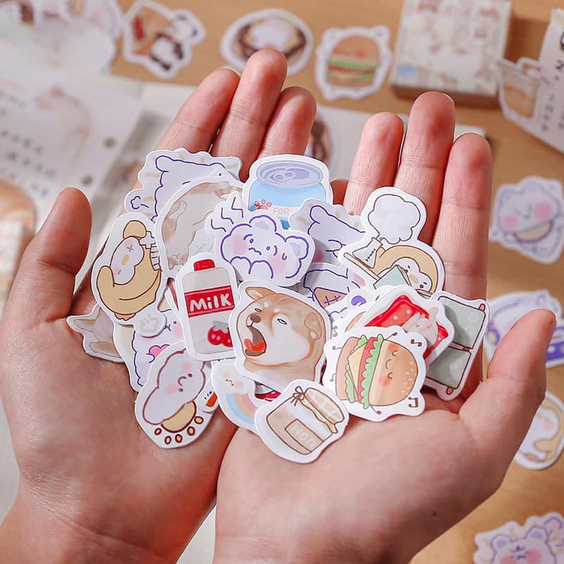 Sticker Siêu Dễ Thương [Deal 1k] Phụ Kiện Trang Trí Đồ Dùng... Giấy Kraft [ 1 Set 5 Cái Ngẫu Nhiên ]