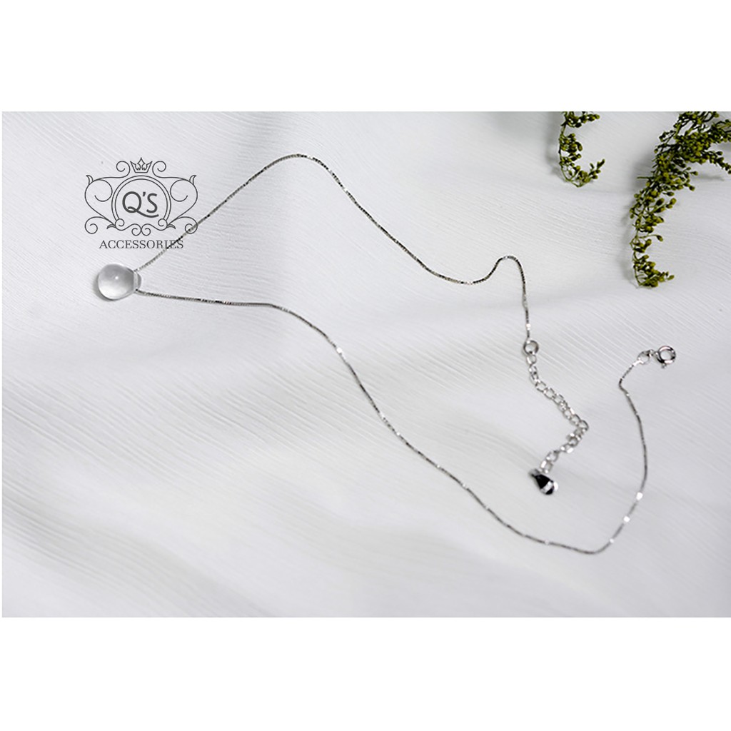 Dây chuyền bạc mặt trong suốt vòng cổ bạc mặt đá giọt nước S925 QUARTZ Silver Necklace QA SILVER NE190301