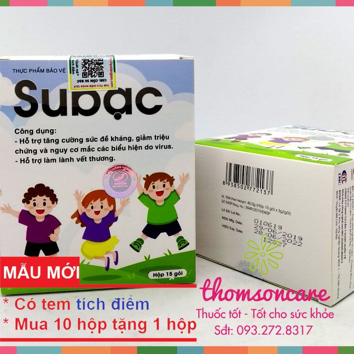 Cốm Subac cho bé hỗ trợ tăng sức đề kháng  - mua 10 tặng 1 bằng tem tích điểm