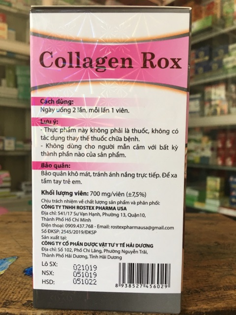 Viên uống đẹp da Collagen Rox - giảm nám, sạm da, tàn nhan, tăng cường nội tiết tố nữ, chống lão hoá da