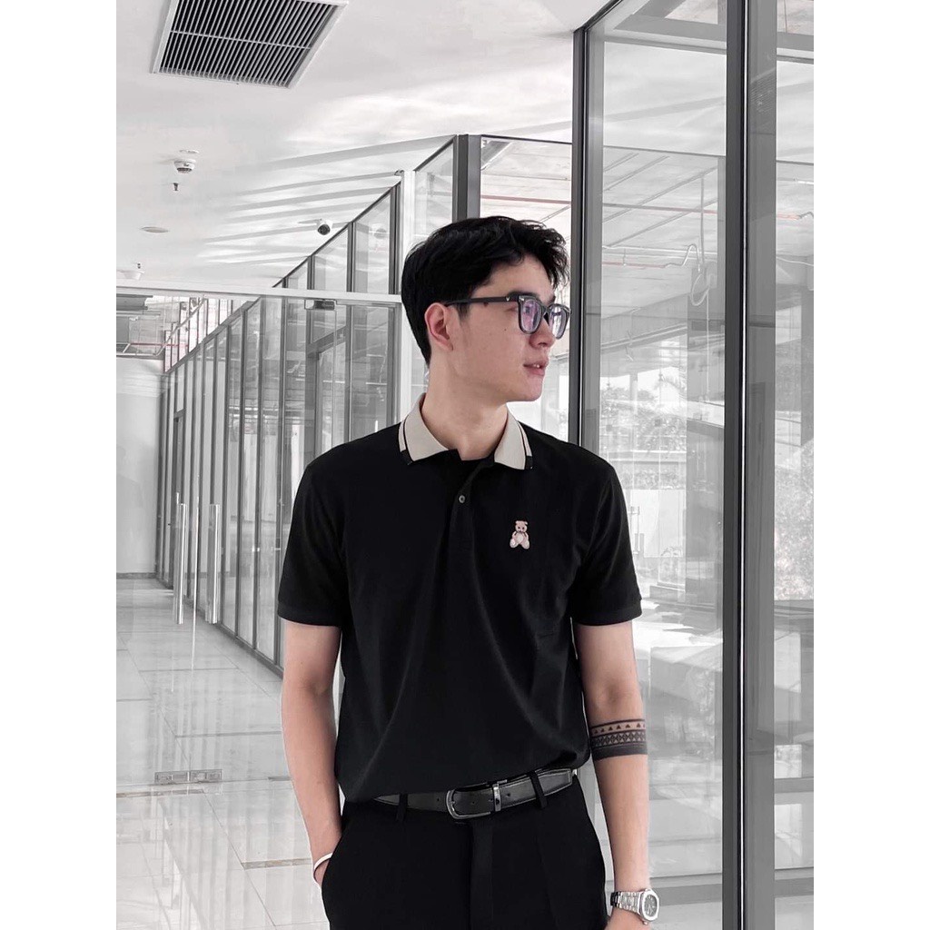 Áo thun nam có cổ  Teader họa tiết thêu gấu chất liệu vải cá sấu cotton mềm mịn chuẩn form - QQ SHOP
