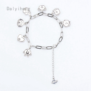 Vòng tay bạc họa tiết hoạt hình Bt21