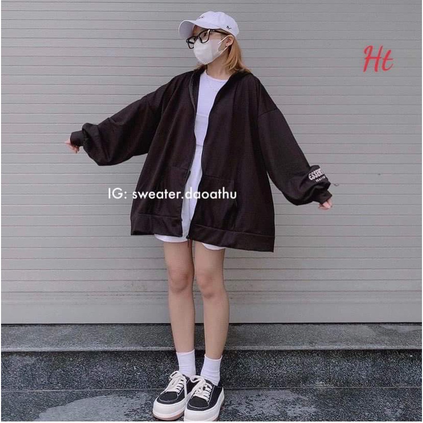 Áo Hoodie khóa ESEN form thụng unisex chất Nỉ Cotton