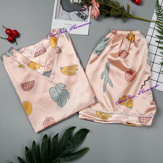 Đồ mặc nhà lụa ngắn - BunBun Homewear - Set LN02