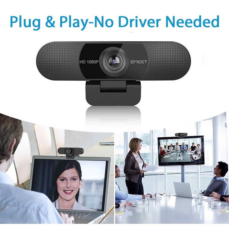 Webcam Họp Trực Tuyến Góc Rộng 90*, Full HD1080P, Tự Động Lấy Nét Và Căn Chỉnh Ánh Sáng Emeet C960 - Hàng Chính Hãng