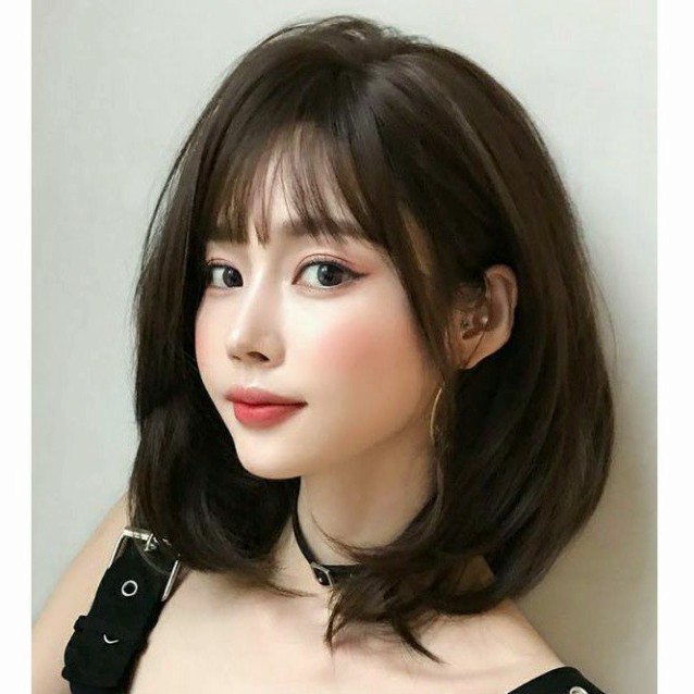 [Sẵn] Wig teen/lolita/cosplay M31 đen nâu M32 nâu (tóc giả nguyên đầu cúp vic ngang vai cute) tại MIU SHOP 06