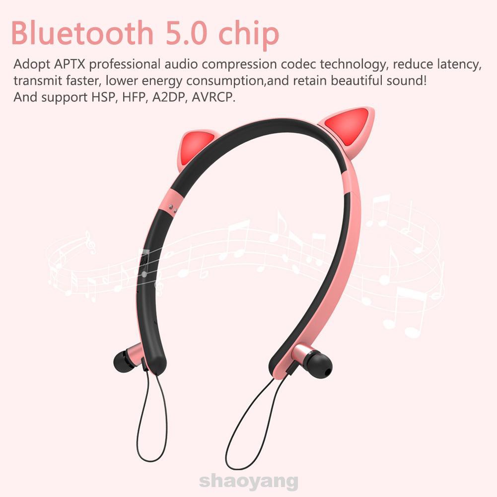 Tai Nghe Bluetooth 5.0 Chống Ồn Hình Tai Mèo Phát Sáng Điều Khiển Từ Xa