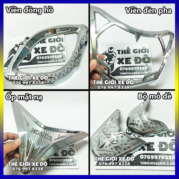 Ốp trang trí Wave Alpha 110 cc đời 2017 - 2018 - 2019 - 2020 - 2021 - 2022 xi mạ crom sáng bóng - phụ kiện đồ chơi wave