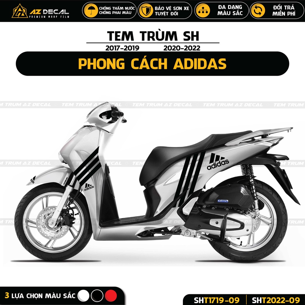 Tem Trùm SH Phong Cách Adidas | SHT-09 | Decal Dán Dàn Áo SH 2017 - 2025 Chống Nước, Bám Chắc