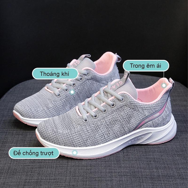 Giày Thể Thao Nữ Vải Dệt Thoáng Khí Đế Mềm Siêu Nhẹ Q25