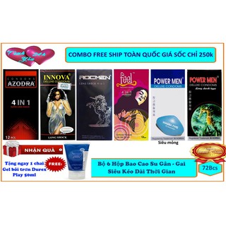 COMBO 6 Hộp Bao Cao Su Gân Gai Kéo dài thời gian - 72 chiếc - Chính Hãng