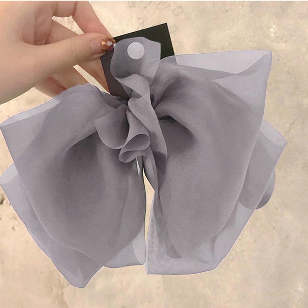 NICKOLAS Kẹp Tóc Đính Nơ Lưới Màu Sắc Đơn Giản Phong Cách Retro Dành Cho Nữ