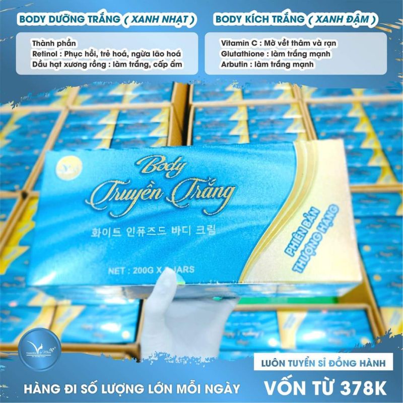 Kem Body Xanh Hàn Quốc Vip White Truyền Trắng Thượng Hạng