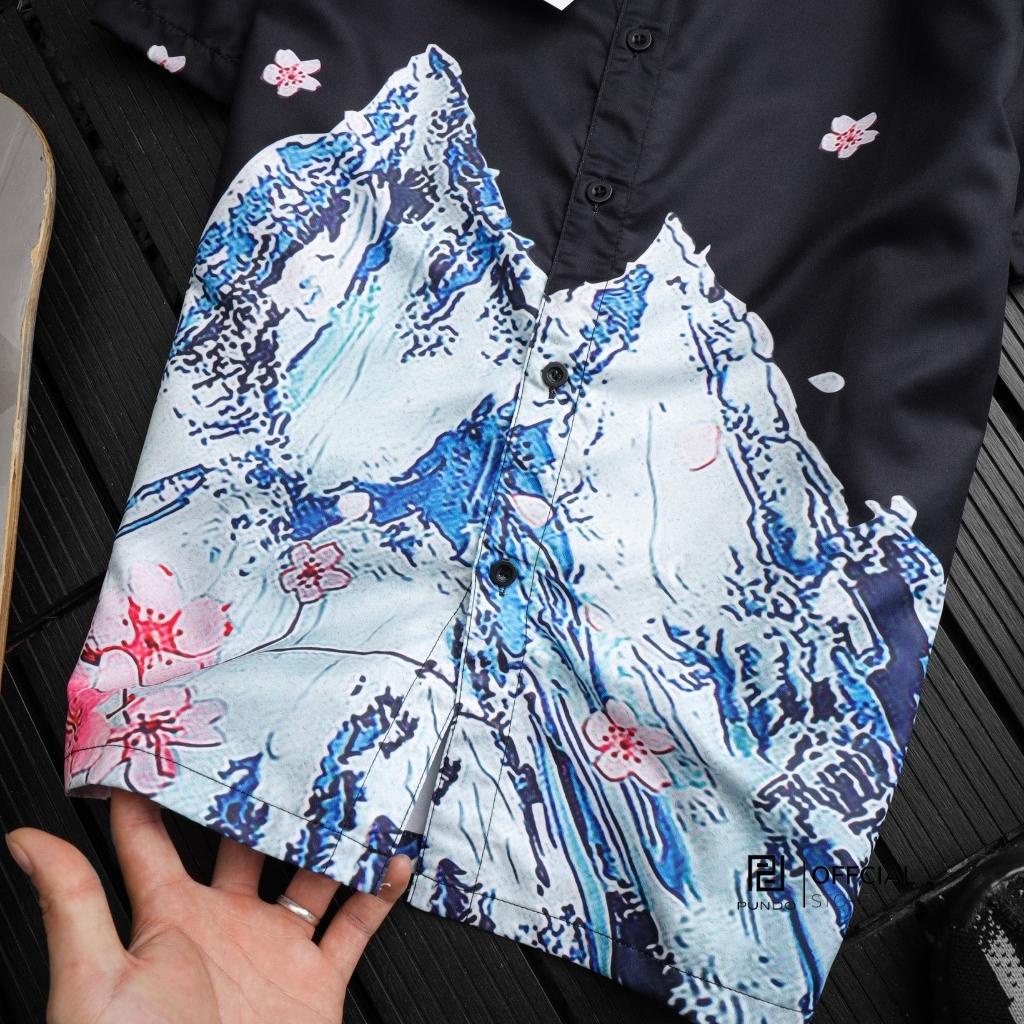 Áo sơ mi ngắn tay hoạ tiết PUNDO sơ mi mùa hè phù hợp đi biển ASMPD332