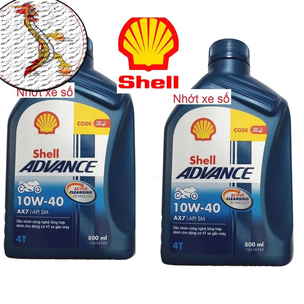 [DauNhot_PhuGia]nhớt Shell Advance 4T AX7 10W40 Synthetic Based 800ml, nhớt xe số và xe côn tay shell Ax7 10W40.