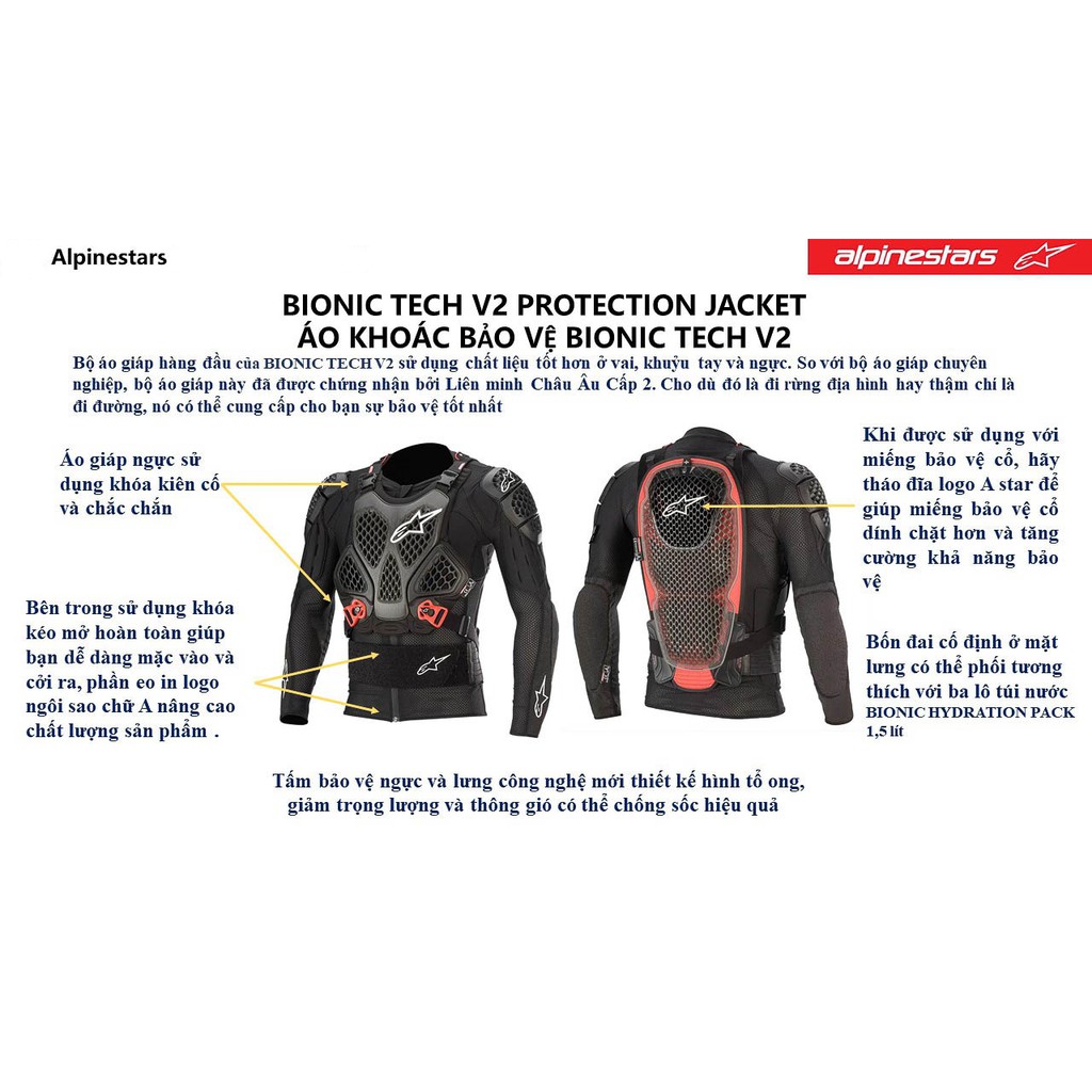 Áo khoác bảo vệ đi xe cào cào Alpinestars Bionic Tech V2 Protection Jacket 6506520