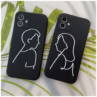Ốp điện thoại đường nét cặp đôi thích hợp cho IPHONE 6 6S 7 8 PLUS X XS XR 11 12 13 MINI PRO MAX