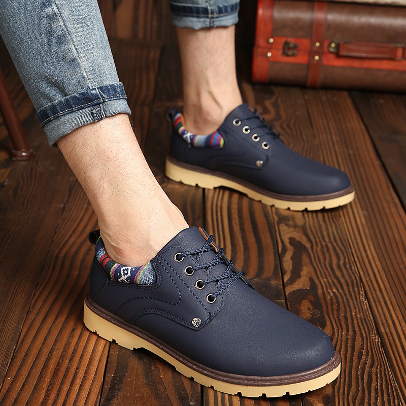 Giày Nam Gót thổ cẩm Màu xanh