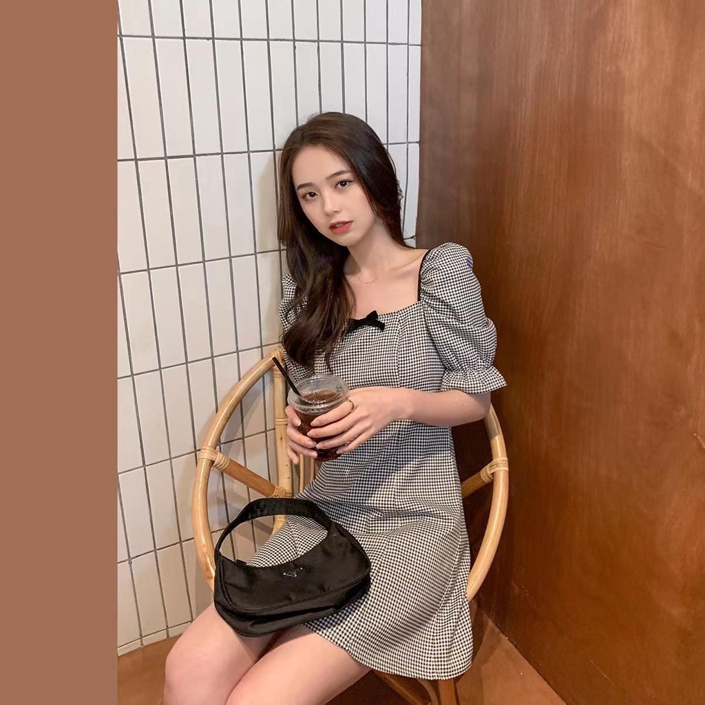 Đầm PERTY ngắn tay phồng phong cách Hàn Quốc thời trang mùa hè cho nữ