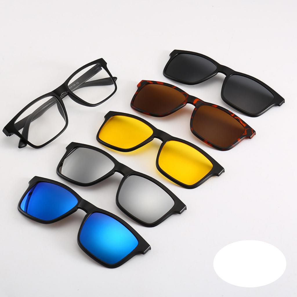 Kính Đa Năng 5 IN 1 Gọng Vuông - Tặng Kèm Túi Da