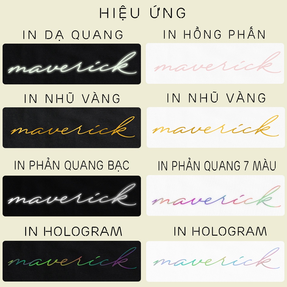 Áo thun basic nhũ vàng hologram phản dạ quang 100% cotton nam nữ thiết kế chữ kí Maverick lấp lánh cao cấp MVR KK738