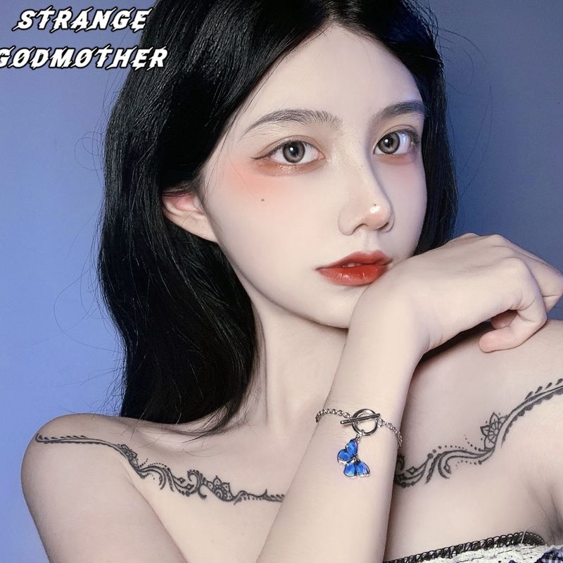 Vòng Tay Gắn Mặt Hình Bướm Xanh Cá Tính Phong Cách Retro