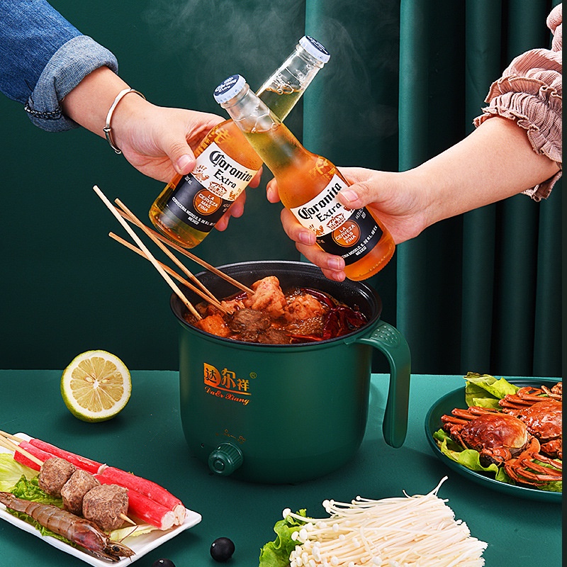 [Siêu HOT] Nồi Lẩu Mini 1,8L (Nút Vặn), Ca Nấu Mì, Nồi Nấu Cơm Đa Năng 2 Tầng, 2 Nấc Nhiệt Thế Hệ Mới Có Tay Cầm