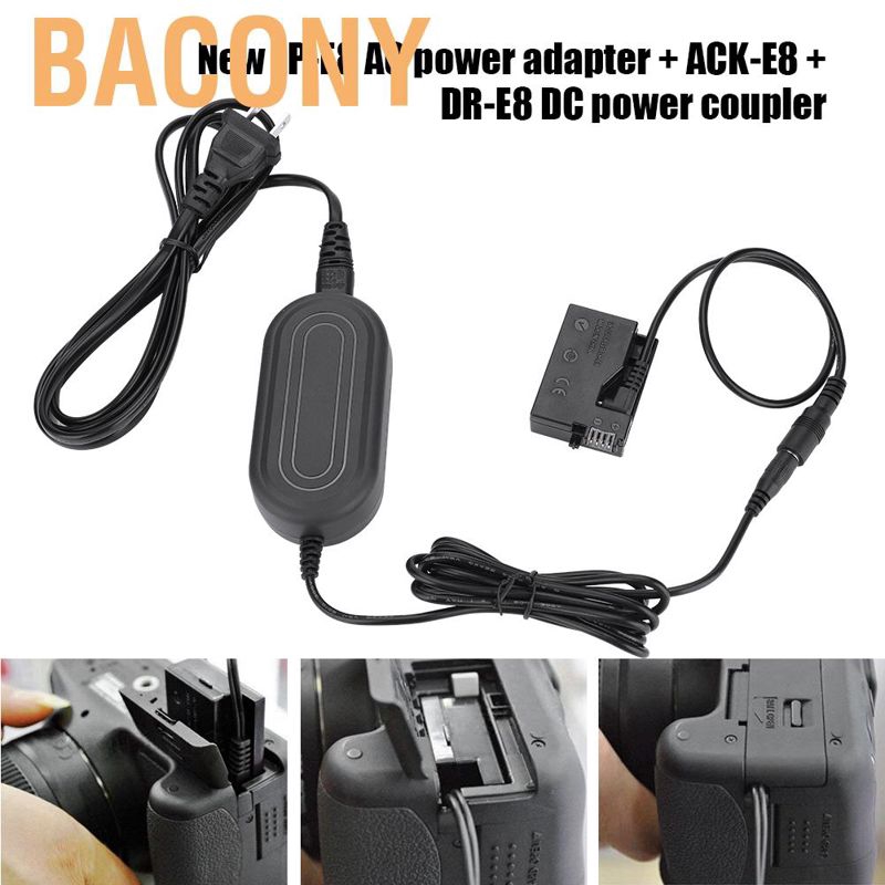 Adapter nguồn LP-E8 ACK-E8 + DR-E8 cho Canon 700D 600D 650D 550D Bacony