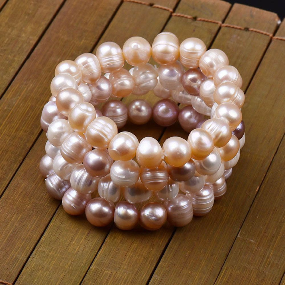 Vòng Tay Đính Ngọc Trai Tự Nhiên Nhiều Màu Sắc 8mm Thời Trang Thanh Lịch Dành Cho Nữ