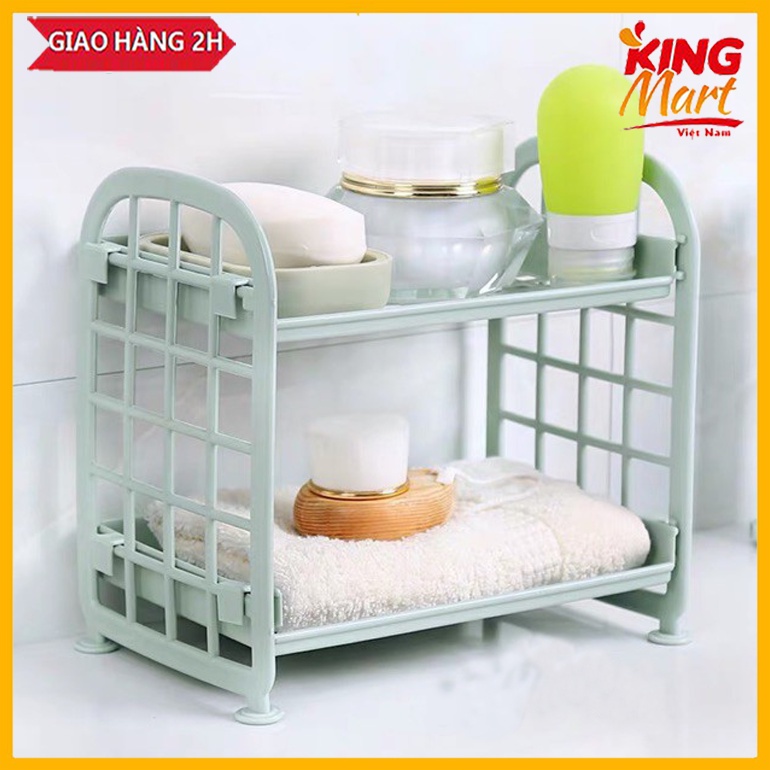 Giá nhựa 2 tầng phong cách vintage siêu xinh, đựng sách vở, mỹ phẩm