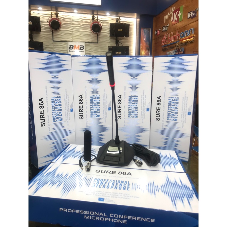 Micro hội nghị có dây Sure 86A, cần dài 58cm, micro cổ ngỗng, tọa đàm, đọc thông báo... chống hú, độ nhạy cao