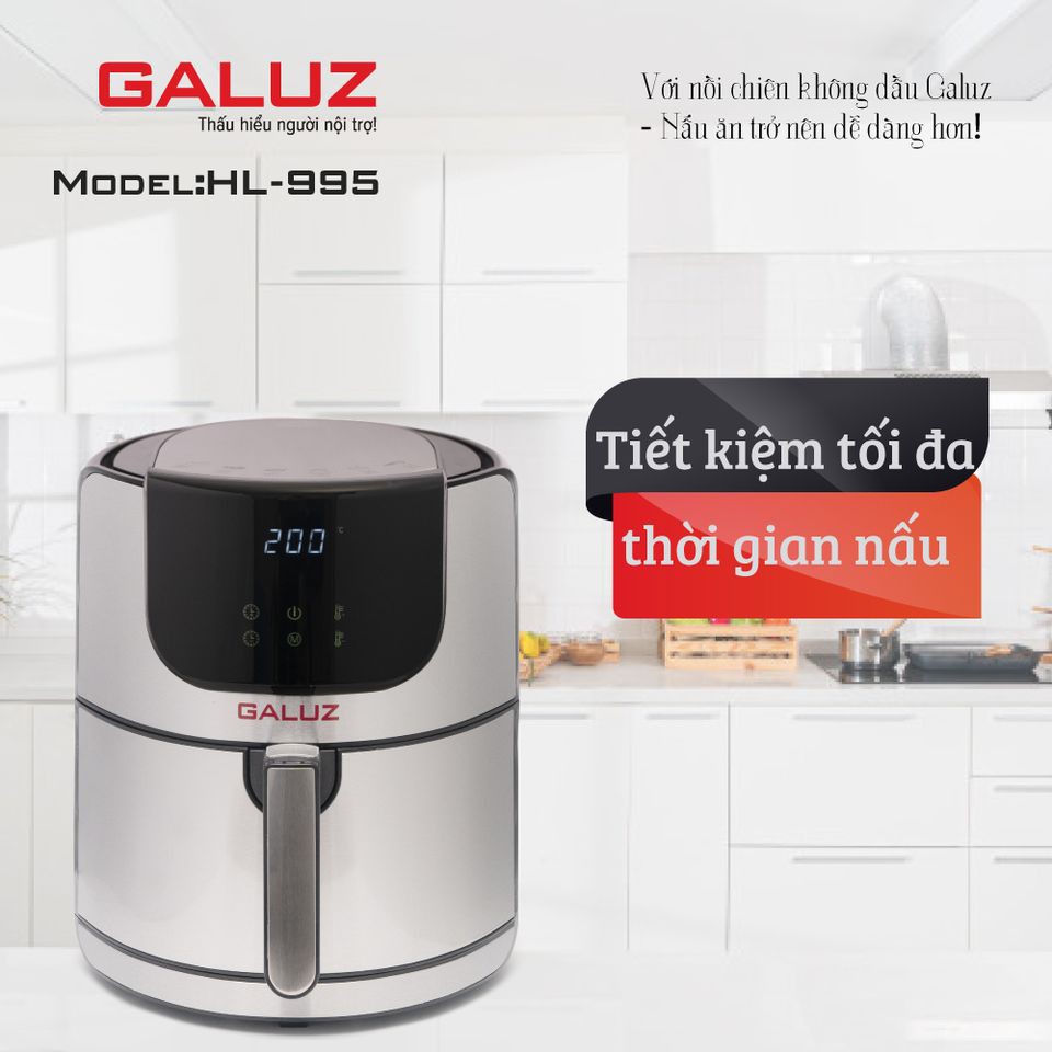 Nồi Chiên Không Dầu Galuz 5L HL-995 (Điện tử) + Tặng bình xịt dầu trị giá 80K