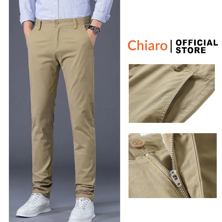 Quần dài nam trơn quần tây vải kaki ống đứng form chuẩn cao cấp Chiaro