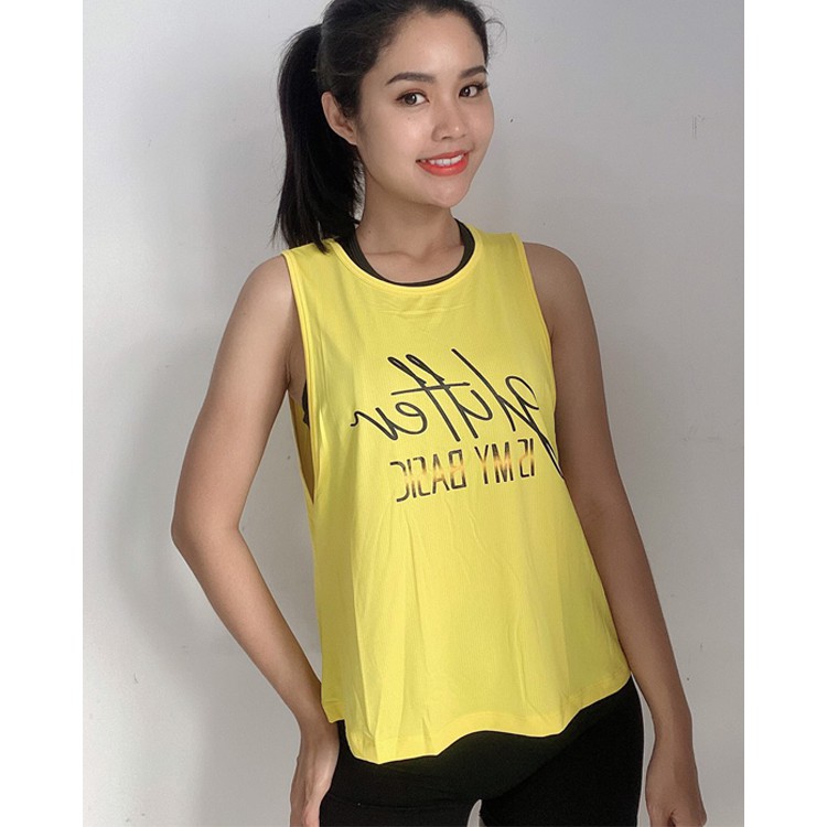 Áo tanktop nữ tập Gym - Yoga phối lưới lưng TANKGLITTER